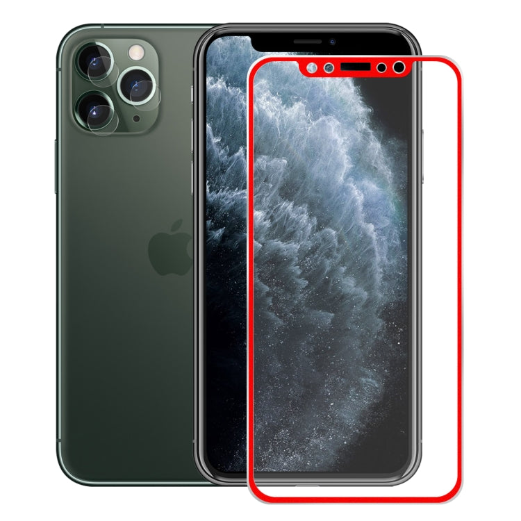 For iPhone 11 Pro Hat-Prince 2 in 1 0.2mm 9H 3D Titanium Alloy Curved Edge Explosion-proof Tempered Glass Screen Protector + 0.2mm 9H 2.15D Round Edge Rear Camera Lens Tempered Glass Film
