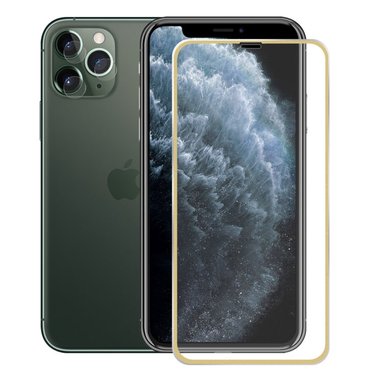 For iPhone 11 Pro Max  Hat-Prince 2 in 1 0.2mm 9H 3D Titanium Alloy Curved Edge Explosion-proof Tempered Glass Screen Protector + 0.2mm 9H 2.15D Round Edge Rear Camera Lens Tempered Glass Film