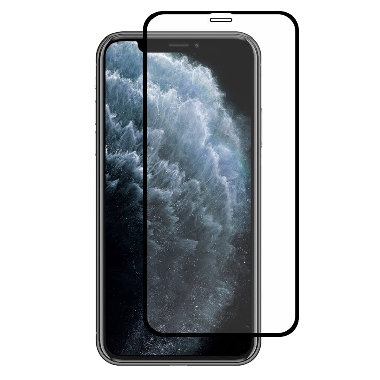 For iPhone 11 Pro Max Hat-Prince 2 in 1 Full Glue 0.26mm 9H 2.5D Tempered Glass Full Coverage Protector + 0.2mm 9H 2.15D Round Edge Rear Camera Lens Tempered Glass Film