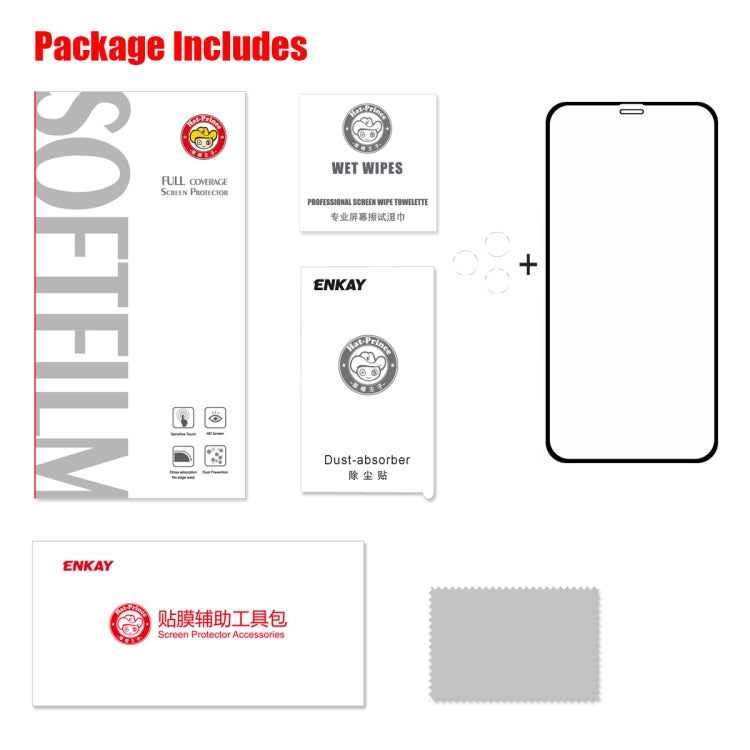 For iPhone 11 Pro Hat-Prince 2 in 1 Full Glue 0.26mm 9H 2.5D Tempered Glass Full Coverage Protector + 0.2mm 9H 2.15D Round Edge Rear Camera Lens Tempered Glass Film
