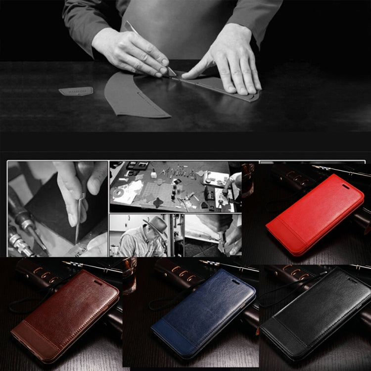 For iPhone 6 Plus Double-sided Absorption Splicing Horizontal Flip Leather Case with Holder & Card Slots & Lanyard