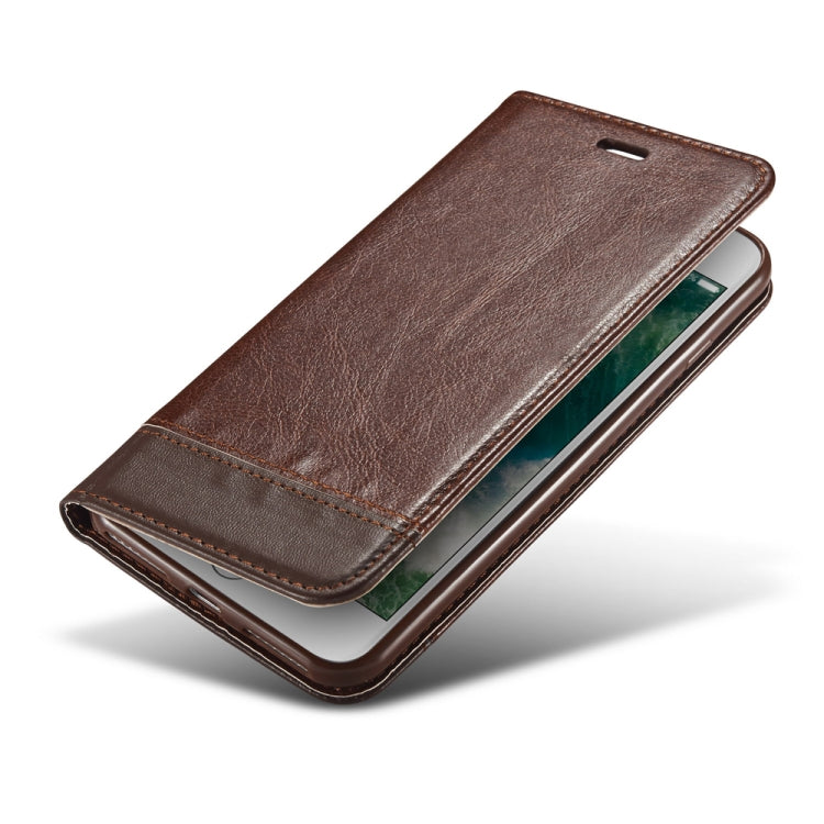 For iPhone 6 Plus Double-sided Absorption Splicing Horizontal Flip Leather Case with Holder & Card Slots & Lanyard