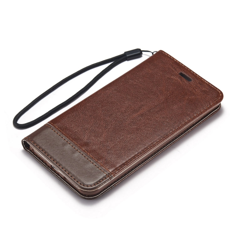 For iPhone 6 Plus Double-sided Absorption Splicing Horizontal Flip Leather Case with Holder & Card Slots & Lanyard