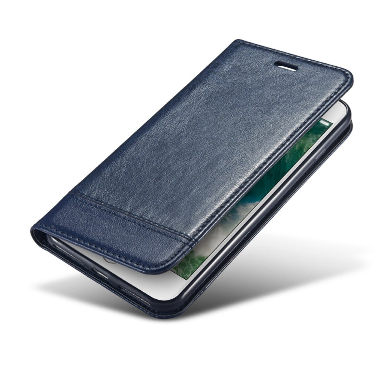 For iPhone 6 Plus Double-sided Absorption Splicing Horizontal Flip Leather Case with Holder & Card Slots & Lanyard