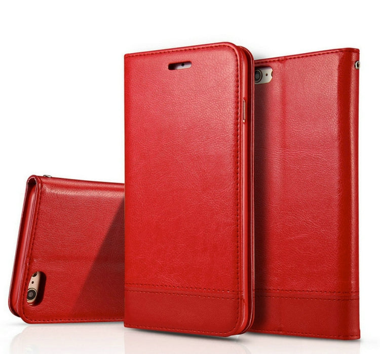 For iPhone 6 Plus Double-sided Absorption Splicing Horizontal Flip Leather Case with Holder & Card Slots & Lanyard