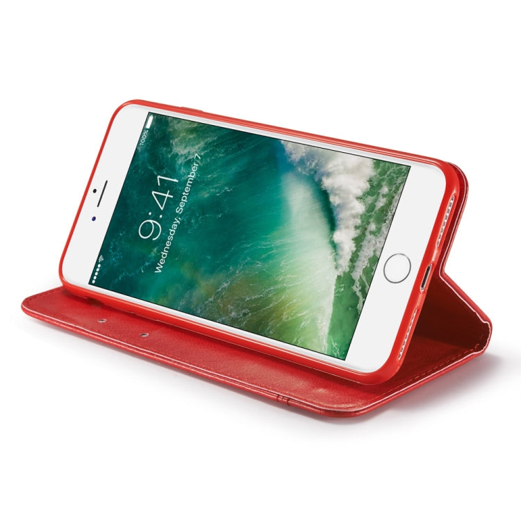 For iPhone 6 Plus Double-sided Absorption Splicing Horizontal Flip Leather Case with Holder & Card Slots & Lanyard