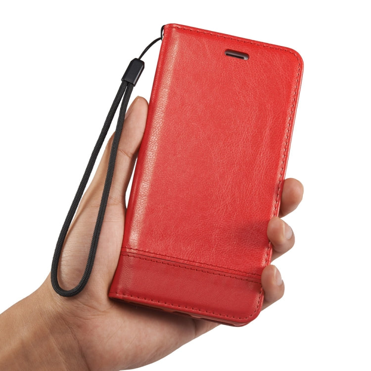 For iPhone 6 Plus Double-sided Absorption Splicing Horizontal Flip Leather Case with Holder & Card Slots & Lanyard
