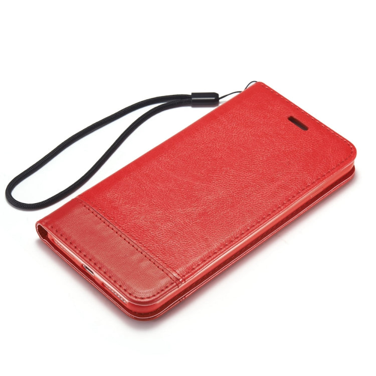 For iPhone 6 Plus Double-sided Absorption Splicing Horizontal Flip Leather Case with Holder & Card Slots & Lanyard