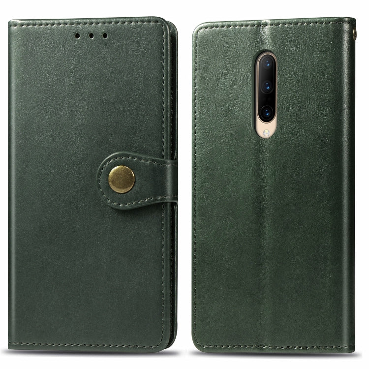 For OnePlus 7 Pro  Retro Solid Color Leather Buckle Mobile Phone Protection Leather Case with Photo Frame & Card Slot & Wallet & Bracket Function