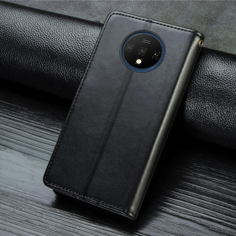 For One Plus 7T  Retro Solid Color Leather Buckle Mobile Phone Protection Leather Case with Photo Frame & Card Slot & Wallet & Bracket Function