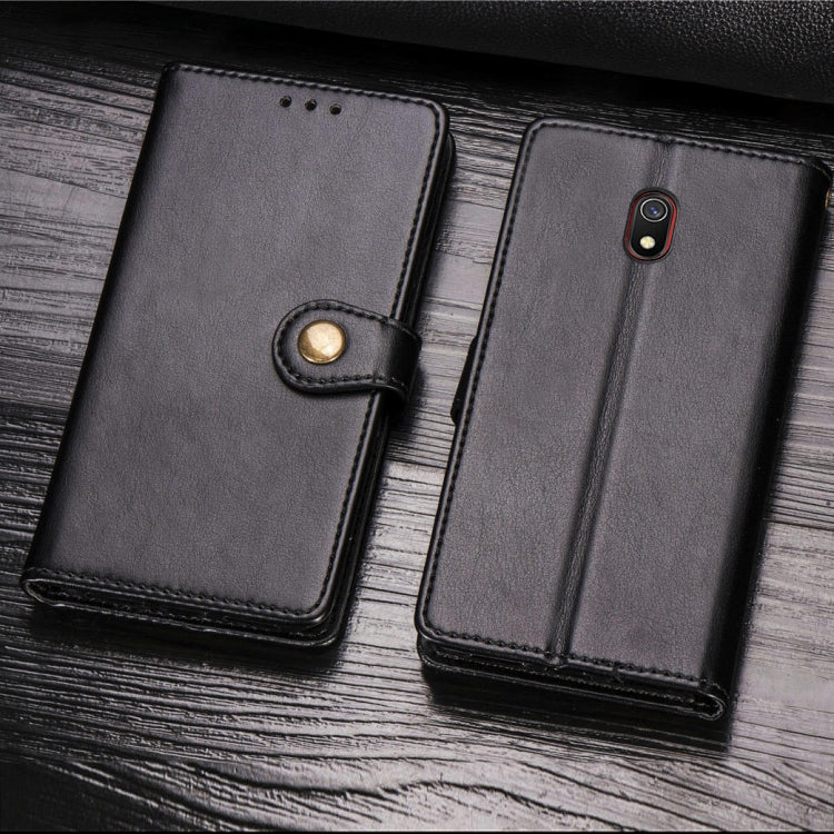 For Xiaomi Redmi 8A  Retro Solid Color Leather Buckle Mobile Phone Protection Leather Case with Photo Frame & Card Slot & Wallet & Bracket Function