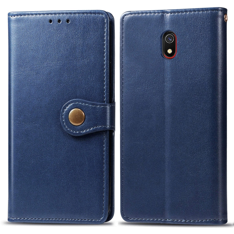 For Xiaomi Redmi 8A  Retro Solid Color Leather Buckle Mobile Phone Protection Leather Case with Photo Frame & Card Slot & Wallet & Bracket Function
