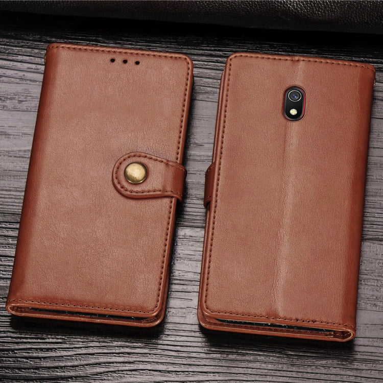 For Xiaomi Redmi 8A  Retro Solid Color Leather Buckle Mobile Phone Protection Leather Case with Photo Frame & Card Slot & Wallet & Bracket Function