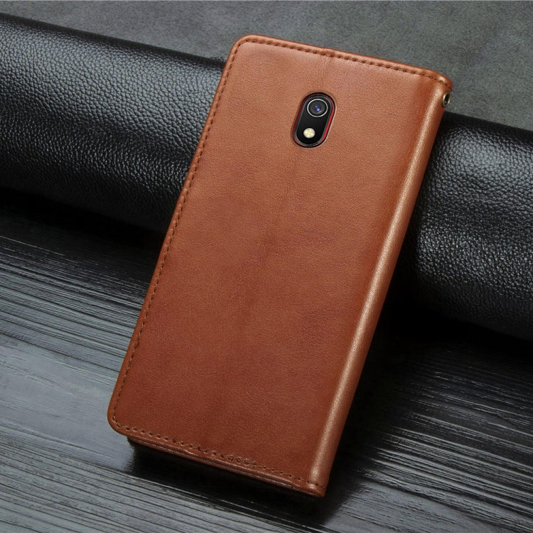 For Xiaomi Redmi 8A  Retro Solid Color Leather Buckle Mobile Phone Protection Leather Case with Photo Frame & Card Slot & Wallet & Bracket Function