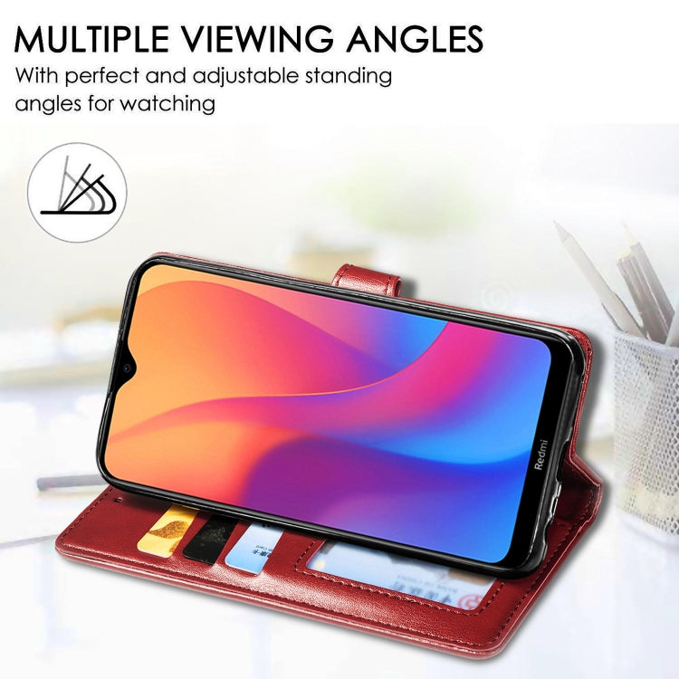 For Xiaomi Redmi 8A  Retro Solid Color Leather Buckle Mobile Phone Protection Leather Case with Photo Frame & Card Slot & Wallet & Bracket Function