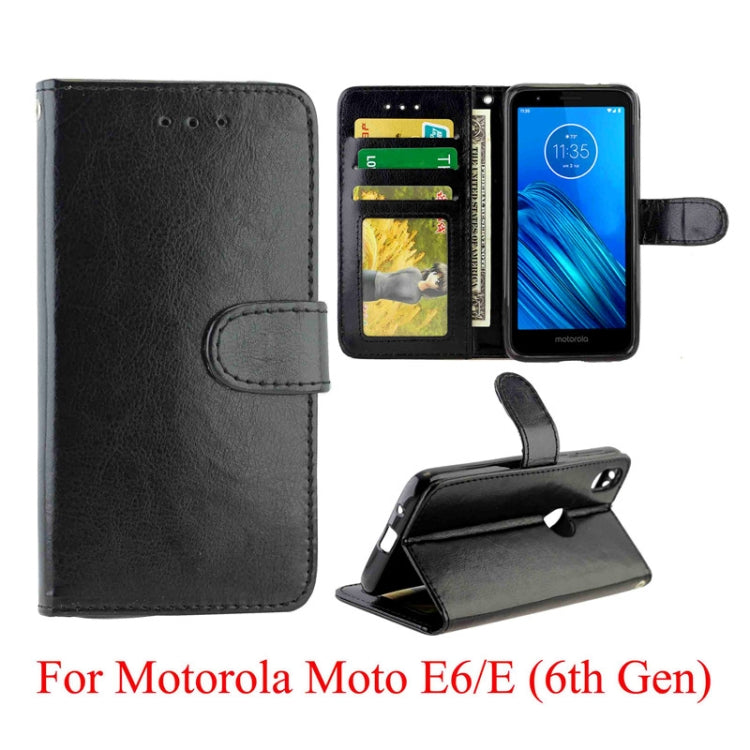 For Motorola Moto E6 Crazy Horse Texture Horizontal Flip Leather Case with Holder & Card Slots & Wallet & Photo Frame