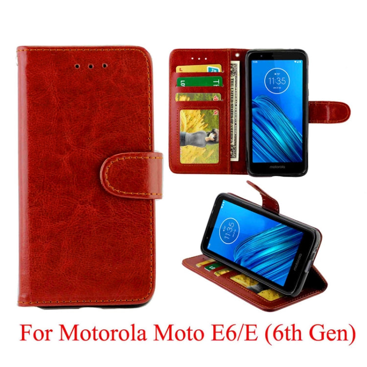 For Motorola Moto E6 Crazy Horse Texture Horizontal Flip Leather Case with Holder & Card Slots & Wallet & Photo Frame