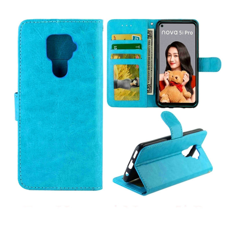 For Huawei Nova 5i Pro Crazy Horse Texture Horizontal Flip Leather Case with Holder & Card Slots & Wallet & Photo Frame