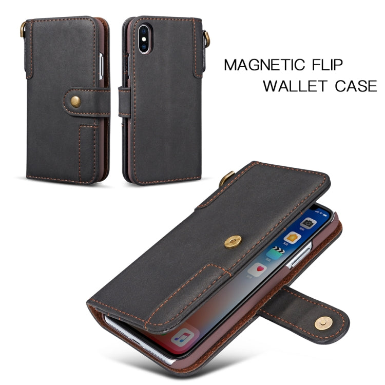 For iPhone XS Max Cowhide Texture Horizontal Flip Leather Case with Holder & Card Slots & Wallet & Lanyard