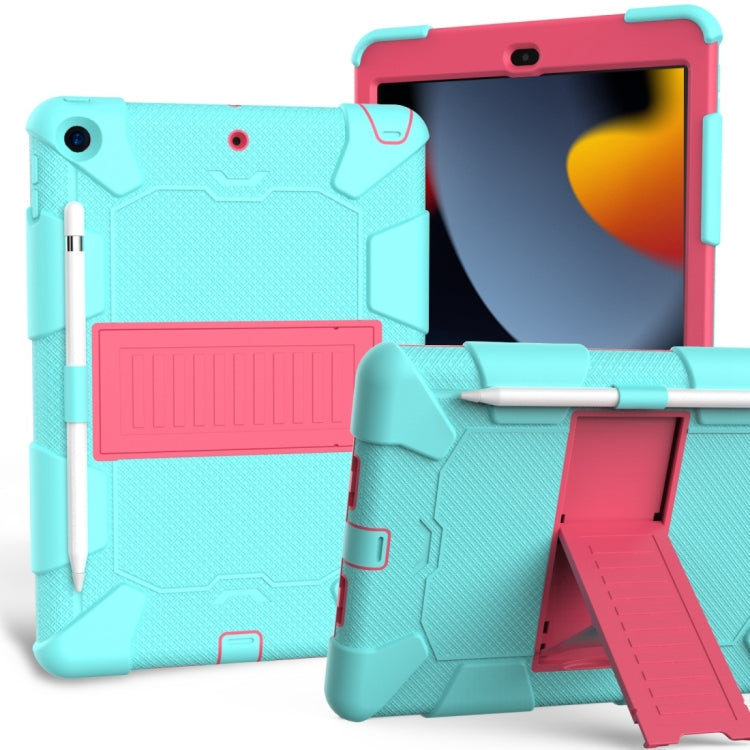 For iPad 10.2 Shockproof Two-Color Silicone Protection Case with Holder & Pen Slot