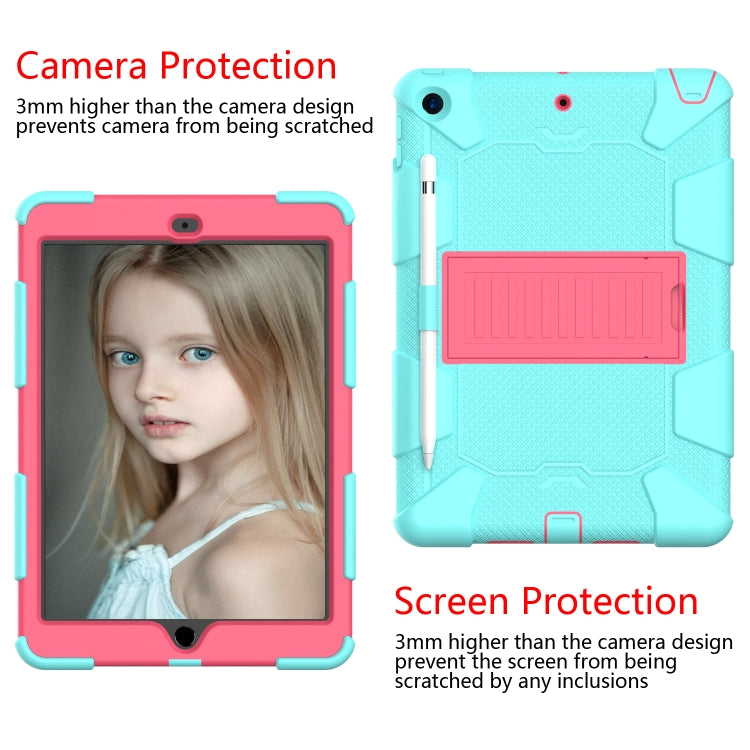 For iPad 10.2 Shockproof Two-Color Silicone Protection Case with Holder & Pen Slot