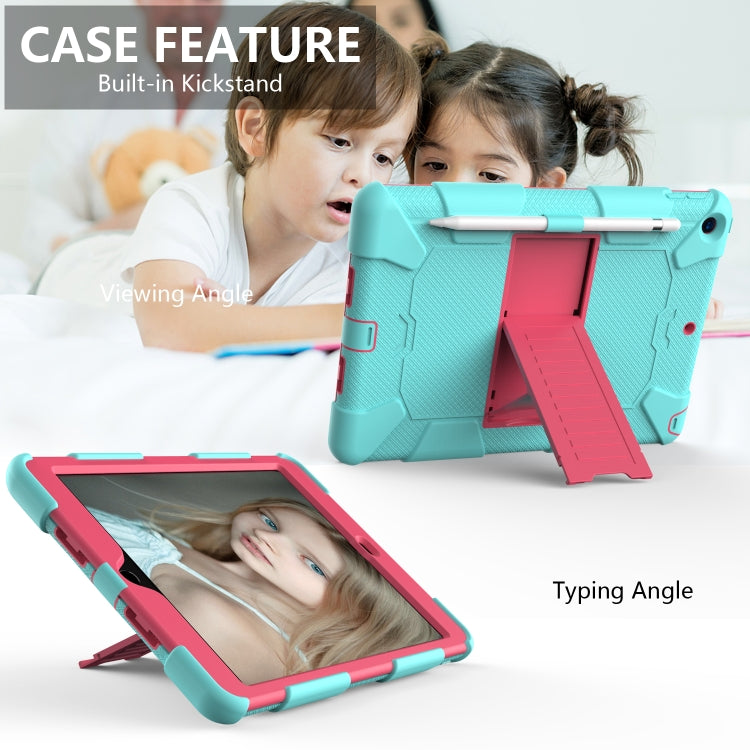 For iPad 10.2 Shockproof Two-Color Silicone Protection Case with Holder & Pen Slot