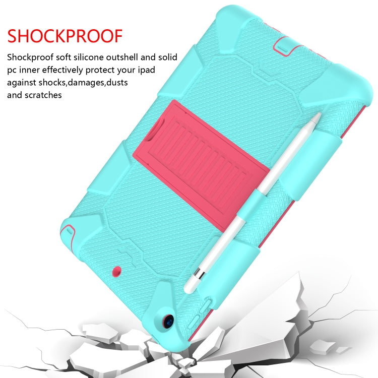 For iPad 10.2 Shockproof Two-Color Silicone Protection Case with Holder & Pen Slot
