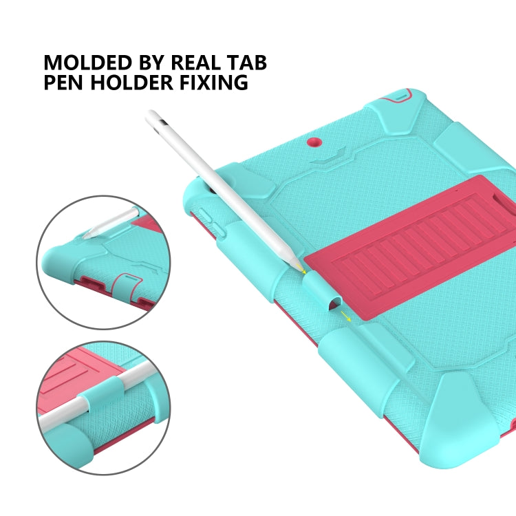 For iPad 10.2 Shockproof Two-Color Silicone Protection Case with Holder & Pen Slot