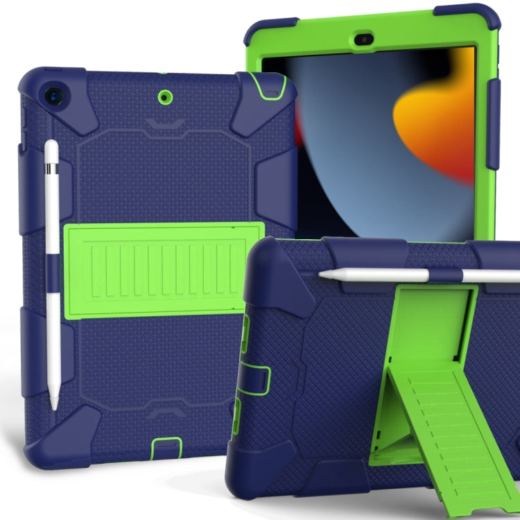 For iPad 10.2 Shockproof Two-Color Silicone Protection Case with Holder & Pen Slot