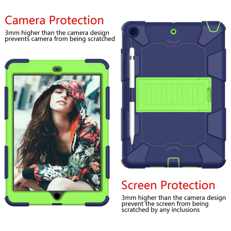 For iPad 10.2 Shockproof Two-Color Silicone Protection Case with Holder & Pen Slot