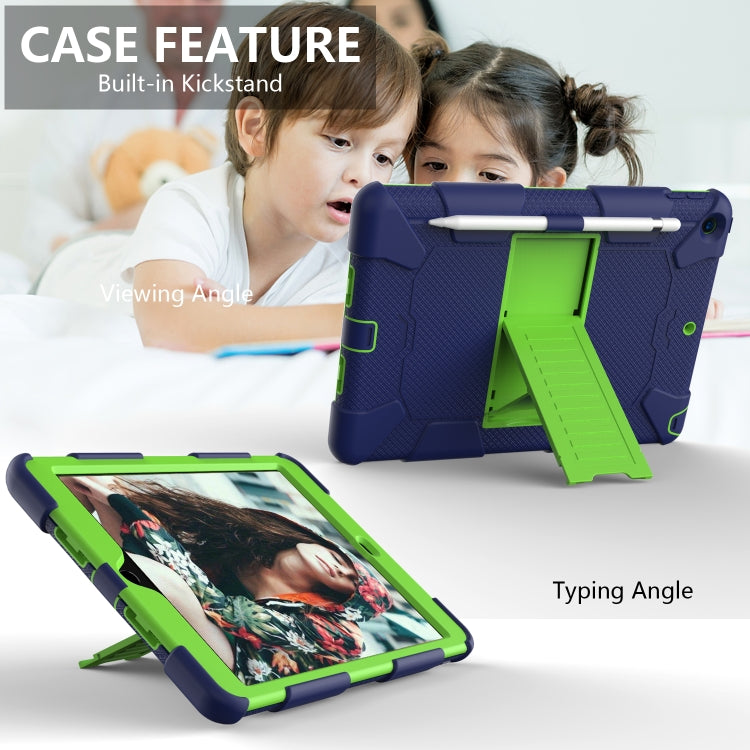 For iPad 10.2 Shockproof Two-Color Silicone Protection Case with Holder & Pen Slot