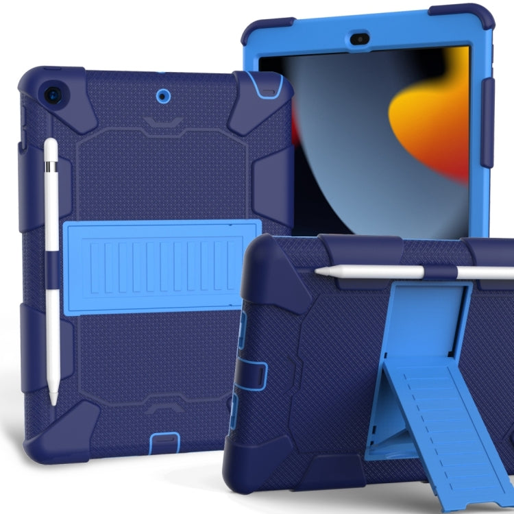 For iPad 10.2 Shockproof Two-Color Silicone Protection Case with Holder & Pen Slot