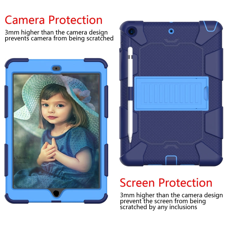 For iPad 10.2 Shockproof Two-Color Silicone Protection Case with Holder & Pen Slot