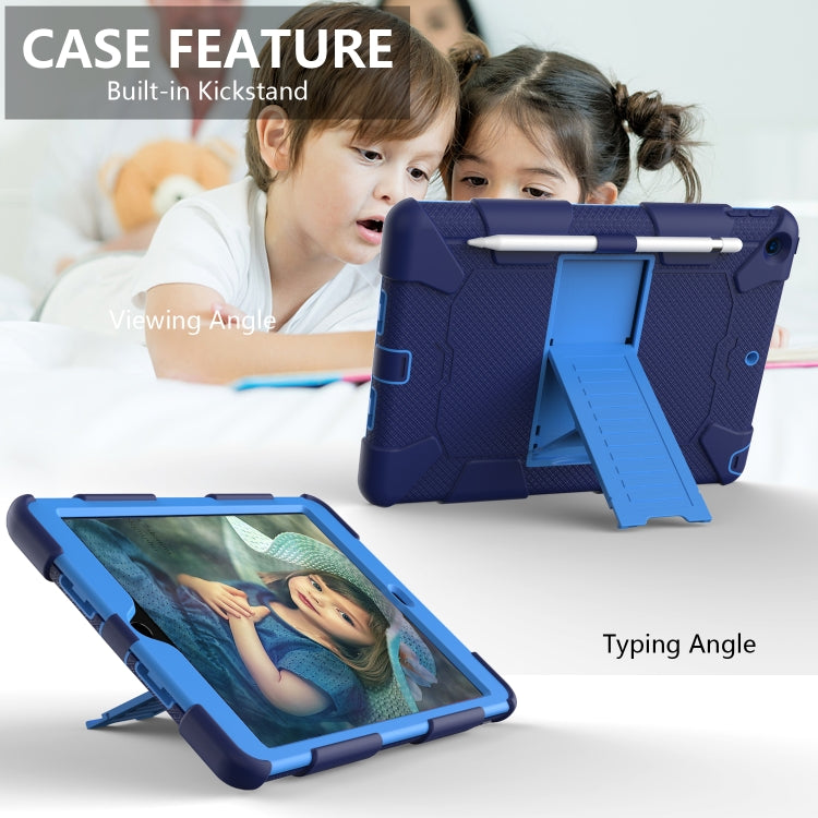 For iPad 10.2 Shockproof Two-Color Silicone Protection Case with Holder & Pen Slot