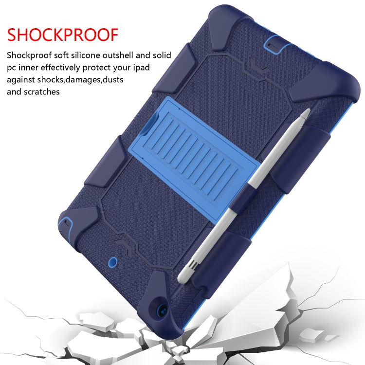 For iPad 10.2 Shockproof Two-Color Silicone Protection Case with Holder & Pen Slot