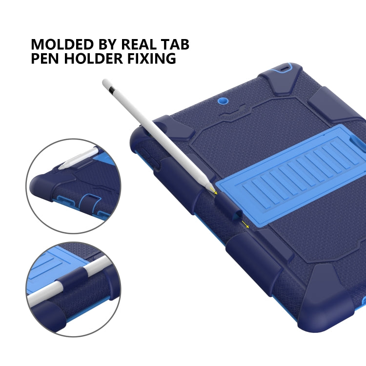 For iPad 10.2 Shockproof Two-Color Silicone Protection Case with Holder & Pen Slot