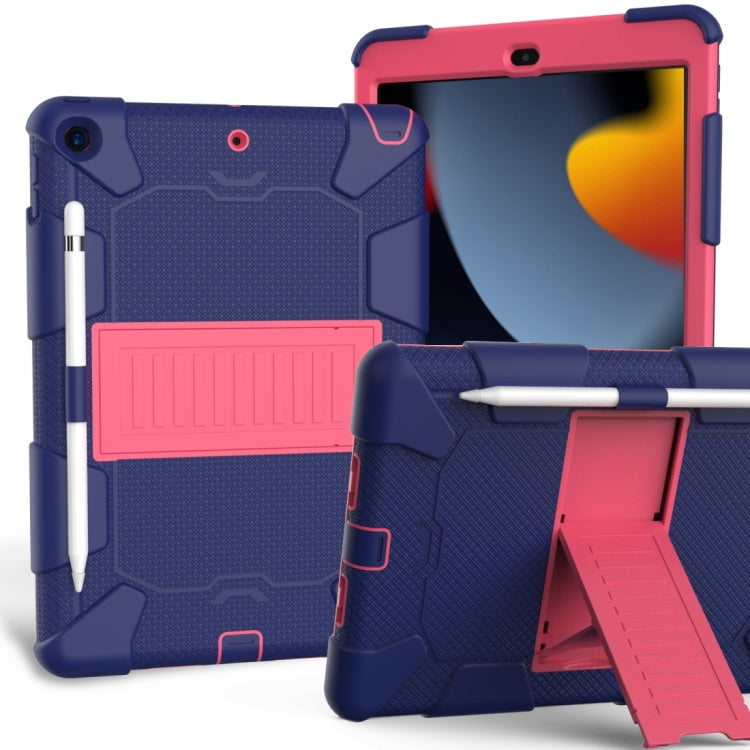 For iPad 10.2 Shockproof Two-Color Silicone Protection Case with Holder & Pen Slot