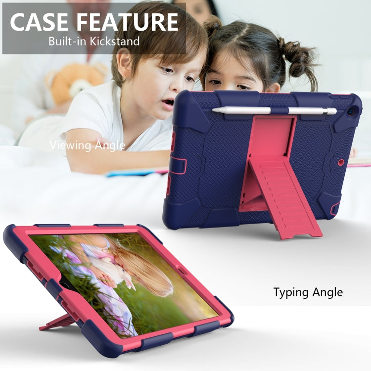 For iPad 10.2 Shockproof Two-Color Silicone Protection Case with Holder & Pen Slot