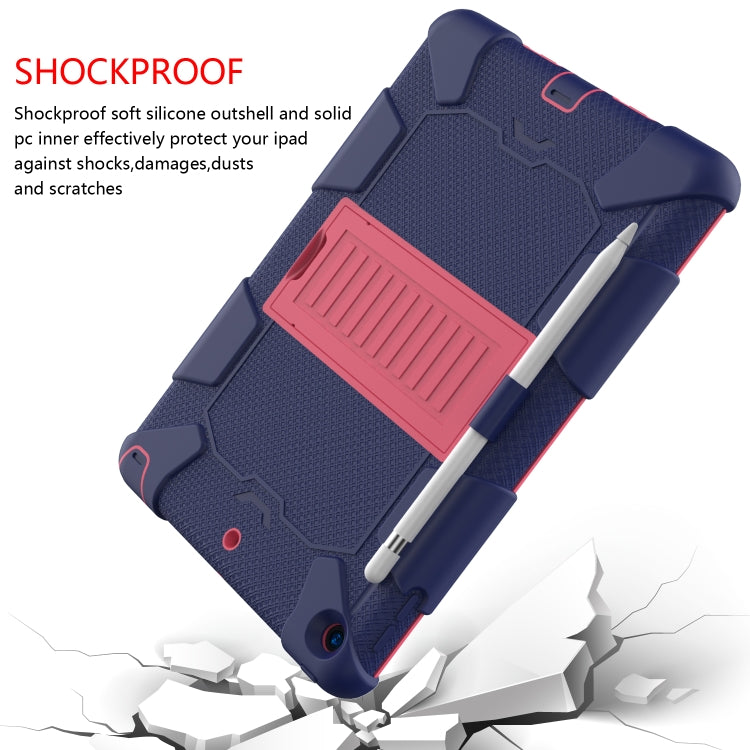 For iPad 10.2 Shockproof Two-Color Silicone Protection Case with Holder & Pen Slot
