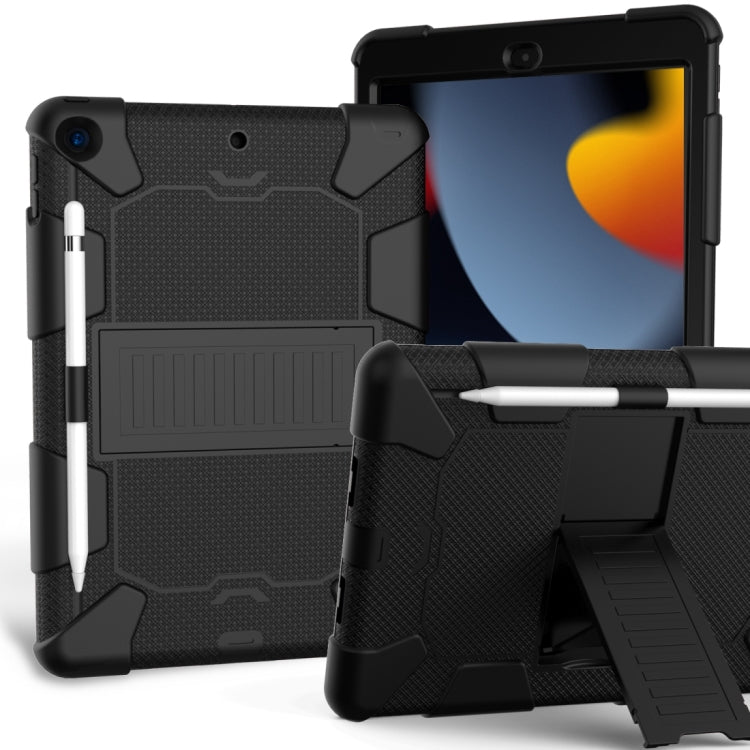 For iPad 10.2 Shockproof Two-Color Silicone Protection Case with Holder & Pen Slot