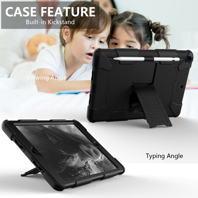 For iPad 10.2 Shockproof Two-Color Silicone Protection Case with Holder & Pen Slot