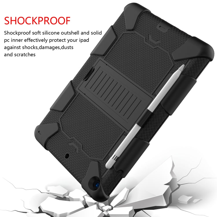 For iPad 10.2 Shockproof Two-Color Silicone Protection Case with Holder & Pen Slot