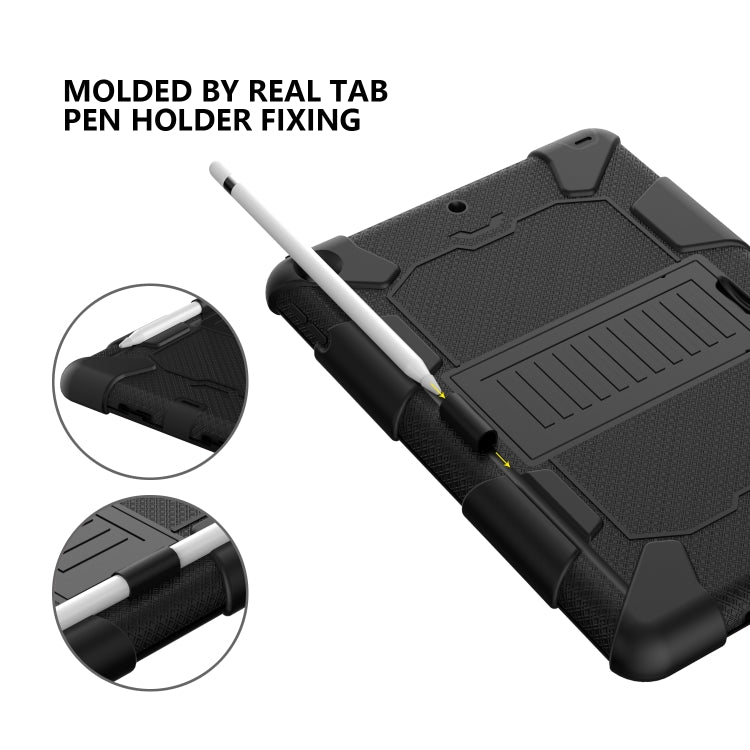 For iPad 10.2 Shockproof Two-Color Silicone Protection Case with Holder & Pen Slot
