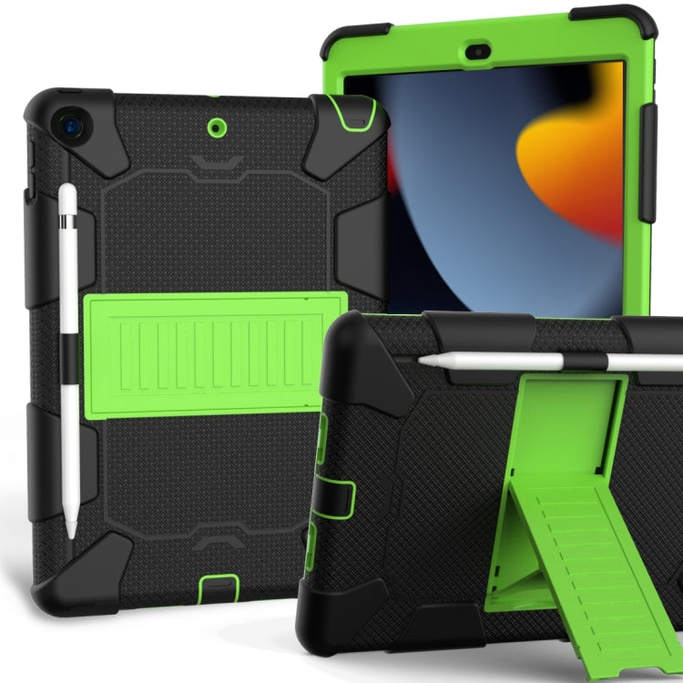 For iPad 10.2 Shockproof Two-Color Silicone Protection Case with Holder & Pen Slot