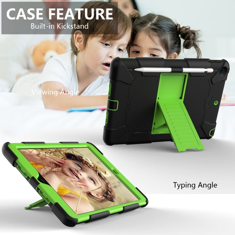 For iPad 10.2 Shockproof Two-Color Silicone Protection Case with Holder & Pen Slot