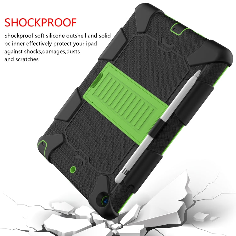 For iPad 10.2 Shockproof Two-Color Silicone Protection Case with Holder & Pen Slot