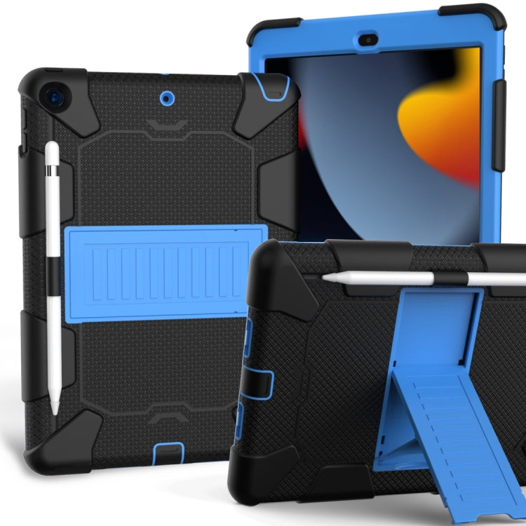 For iPad 10.2 Shockproof Two-Color Silicone Protection Case with Holder & Pen Slot