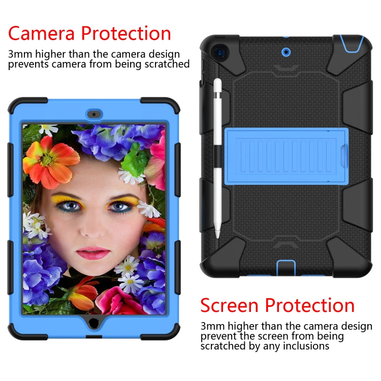For iPad 10.2 Shockproof Two-Color Silicone Protection Case with Holder & Pen Slot