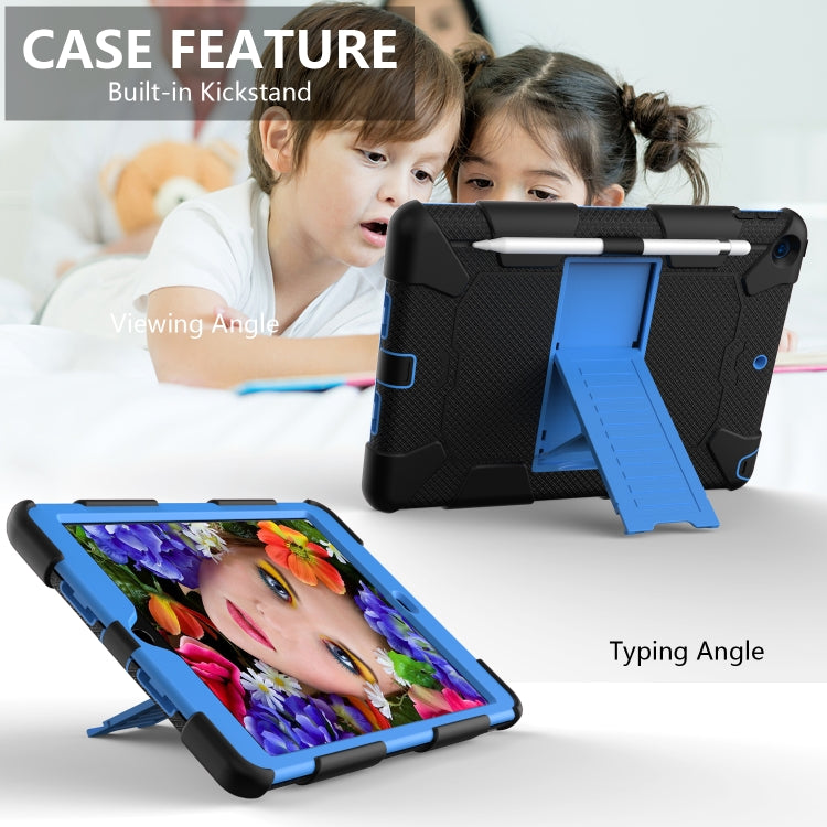 For iPad 10.2 Shockproof Two-Color Silicone Protection Case with Holder & Pen Slot