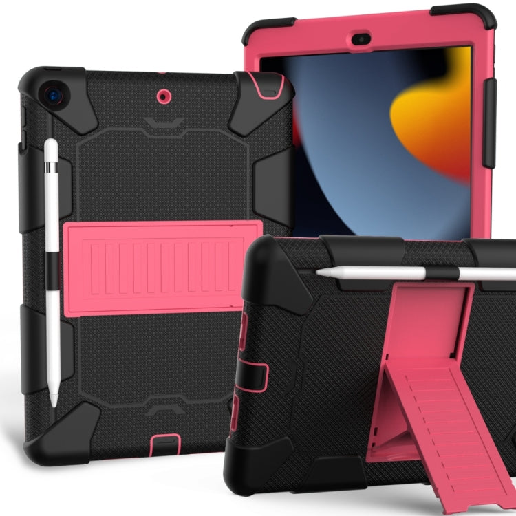 For iPad 10.2 Shockproof Two-Color Silicone Protection Case with Holder & Pen Slot